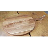 Schneidebrett rund aus geölter Eiche mit Griff FSC® – XXL Pizzabrett 65 cm
