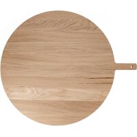 Schneidebrett rund aus geölter Eiche mit Griff FSC® – XXL Pizzabrett 65 cm