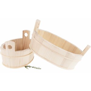 Oval tubs barrel-bound from spruce wood - Handmade 26 x 12 x 14.5 cm