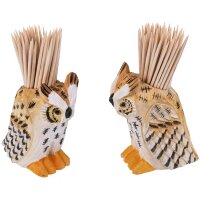 Toothpick container owl made of lime - hand-carved and...