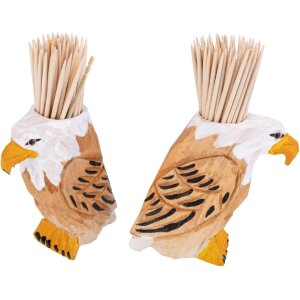 Toothpick container eagle made of lime - hand-carved and hand-painted