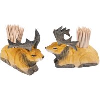 Toothpick container deer made of lime - hand-carved and...