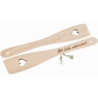 Beech wood spatula with laser-cut heart and...