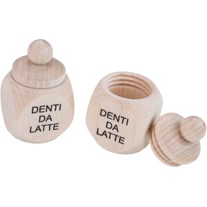 Ahornholz Döschen 5 x 3 cm mit Druck "Denti da latte"