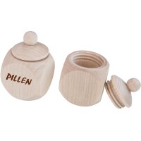 Ahornholz Döschen 5 x 3 cm mit Druck "Pillen"
