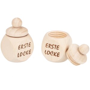 Ahornholz Döschen "Für die erste Locke" - 5 x 3 cm