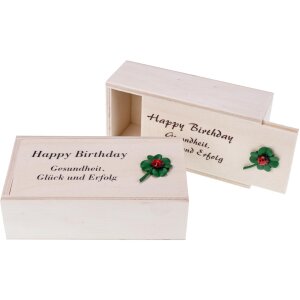Holz Geschenk Kiste Box mit Schiebedeckel - Happy Birthday