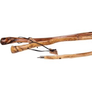 Shepherds crook with carved edelweiss motif - hiking stick for alpine adventures 135 cm