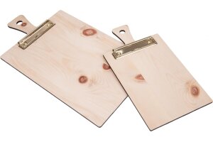 Klemmbretter für Speisekarten aus Zirbenholz mit Griff