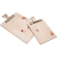 Klemmbretter für Speisekarten aus Zirbenholz mit Griff