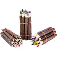 12er Set Holz Buntstifte mit Rinde | 17 cm |...