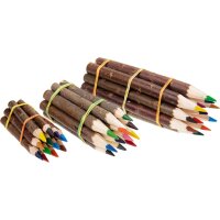 Set of 12 wooden crayons with bark | 17 cm | Natural & eco-friendly