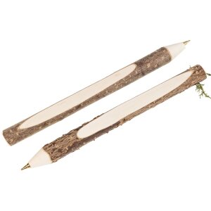 Hazelnut wood branch ballpoint pen with bark - A piece of nature in your hand - short cut-out
