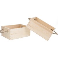 Stilvolle Holz Kiste mit Kordel Griffen - 24,5 x 17 x 10 cm