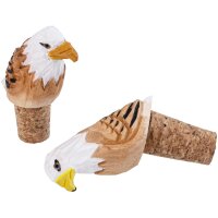Bottle cork wood - animals hand-carved and painted eagle