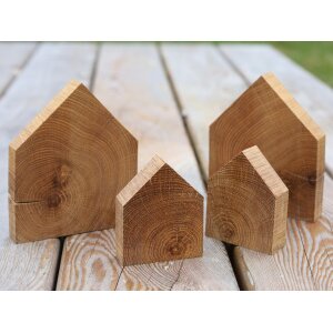 Oiled oak decorative house - housewarming/wedding gift - 8 x 6 x 2 cm