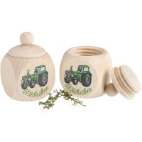 Ahornholz Milchzahndose mit Traktor Buntdruck –...