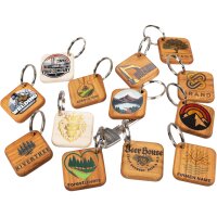 Personalized square wooden key ring with your 5C UV print