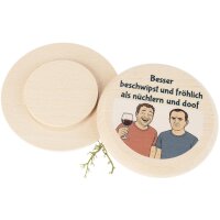Beer mat made of FSC® beech wood with colorful print...