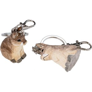 Hand-carved lime wood key ring | wild boar motif