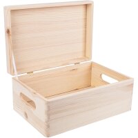Kleine Holz Kiste mit Massivholz Klappdeckel und Griff -...