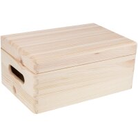 Kleine Holz Kiste mit Massivholz Klappdeckel und Griff -...