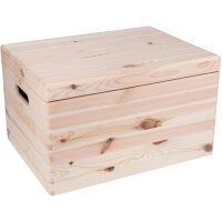Große Holz Kiste mit Massivholz Klappdeckel und...