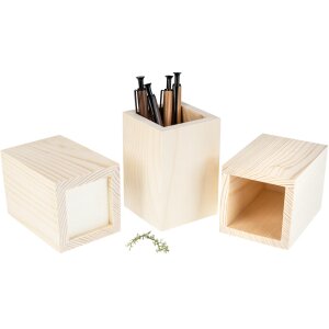 Holz Stiftebox aus Fichte - Holzbox für Ihre Schreibutensilien 11 x 7,5 x 7,5 cm