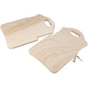 Schneidebrett mit 1,8mm Messerschlitz aus FSC® Esche mit Herz-Griff - 26 x 16 x 1,5 cm