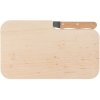 Individually branded FSC® wooden cutting board with knife - Practical promotional item