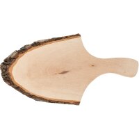 Personalisiertes Rinden Schneidebrett mit Griff aus FSC® Erle mit Branding - 27-32 cm