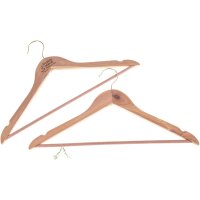 Anti-moth clothes hanger made of fragrant cedar wood with...