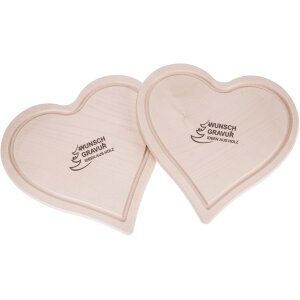 Herz Schneidebrett aus FSC® Ahorn - 24 x 24 x 1,5 cm - mit Saftrille und Individuellem Branddruck