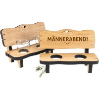 Wooden schnapps bench made of oiled alder with 2 tumbler...