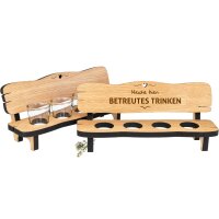 Holz Schnapsbank aus Eiche geölt mit 4 Stamperl -...