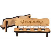 Wooden schnapps bench made of oiled alder with 4 schnapps...