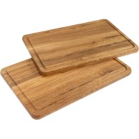 Cutting board with juice groove made of oiled oak - 45 x 30 x 2.1 cm