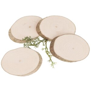 Baumscheibe mit Rinde oval aus Haselnuss - ca. 5 - 7 x 0,3 cm