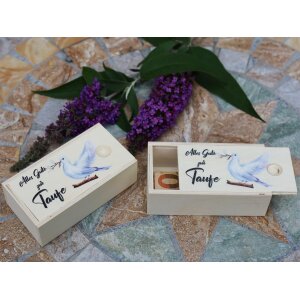 Holz Box perfekt für Geldgeschenke bedruckt mit "Alles Gute zur Taufe"