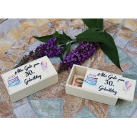 Wooden box perfect for gifts of money printed with...
