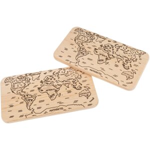 Cutting board FSC® alder 22.5 x 12.5 x 1.2 cm - World map for children