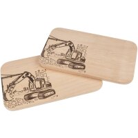 Schneidebrett FSC® Erle 26 x 15 cm mit Motiv - Bagger