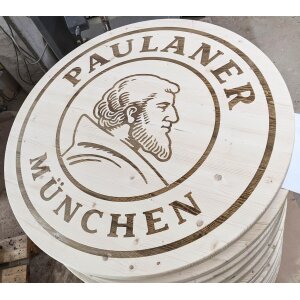 Runde Tischplatte aus Fichte – Ø 80 cm × 2,8 cm | Massivholz mit Gravur