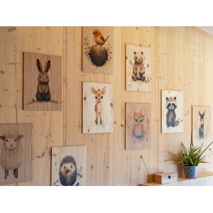 Wooden wall pictures for children with colorful animal motifs