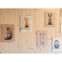 Wooden wall pictures for children with colorful animal motifs