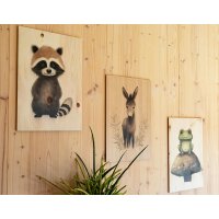 Wooden wall pictures for children with colorful animal motifs