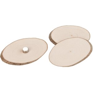 Rustikales Namensschild aus Rindenscheibe | 5-7 cm mit Zwei Magneten, einer geklebt