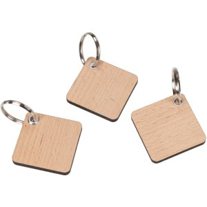 Square key ring made of FSC® beech with eyelet