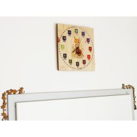Childrens wooden wall clock made of fragrant Swiss stone...