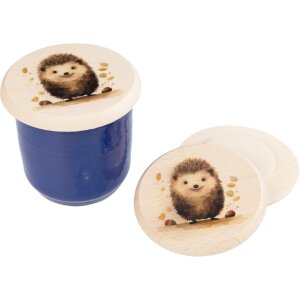 Wooden glass cover made of FSC® beech for children with colorful animal motif hedgehog